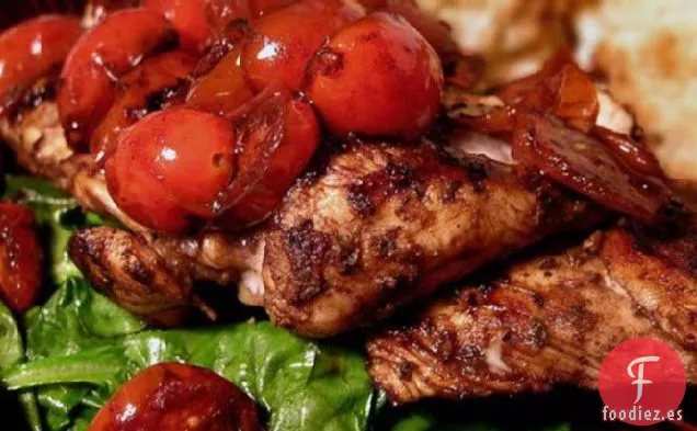 Pollo a la Hierba con Vinagreta Caliente