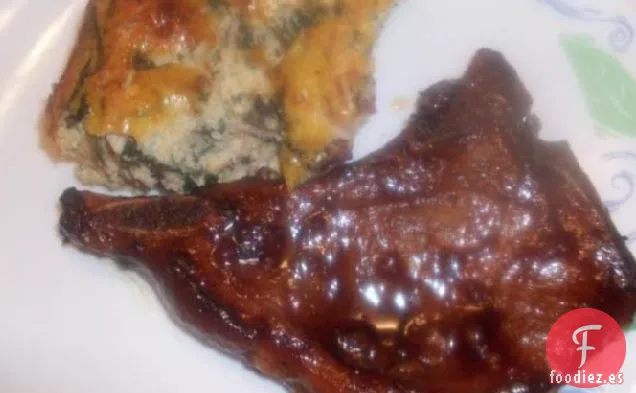 Chuletas de Cerdo Glaseadas con Manzana Y Uva