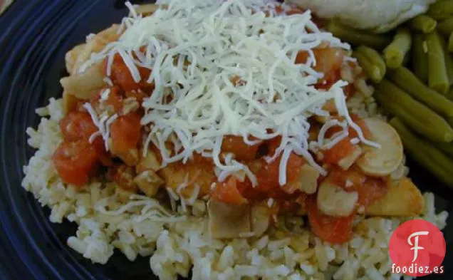 Pollo Con Tomates y Champiñones