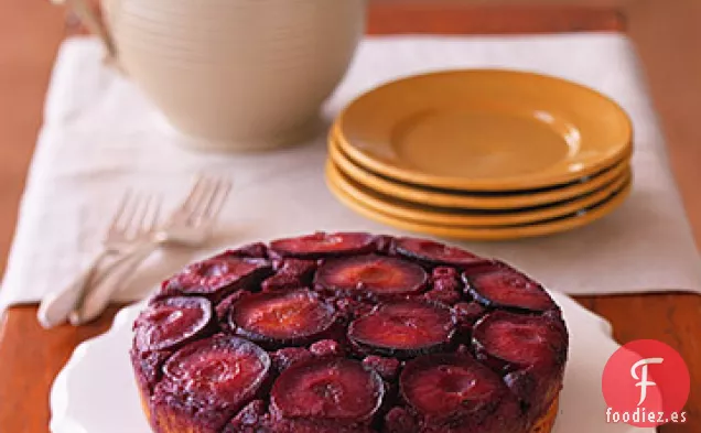 Tarta Invertida de Ciruela y Frambuesa