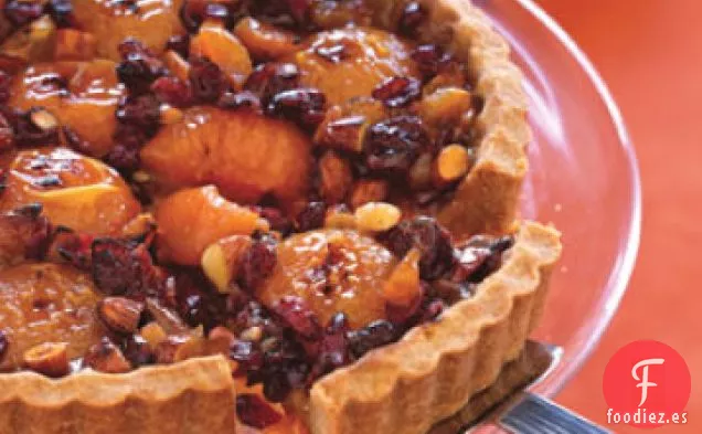 Tarta de Caramelo de Miel con Albaricoques y Almendras
