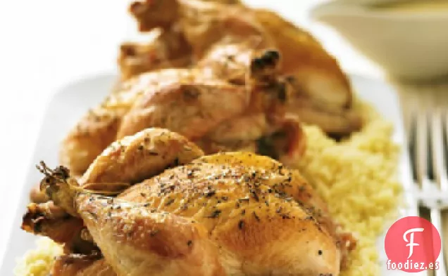 Cornish Gallinas con Salsa de Albaricoque