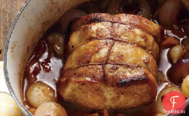 Lomo de Cerdo con Cebollas Perladas y Albaricoques