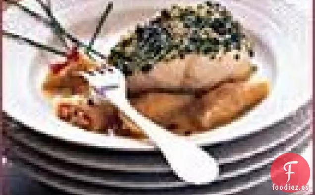 Lucioperca de Symon con Costra de Hierbas y Pierogi de Langosta