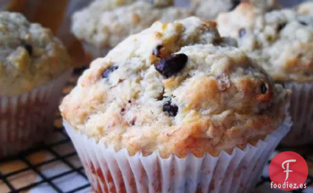 Muffins de Plátano y Chocolate Bajos en Grasa