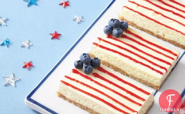 Barras de Tarta de Queso con Bandera Americana