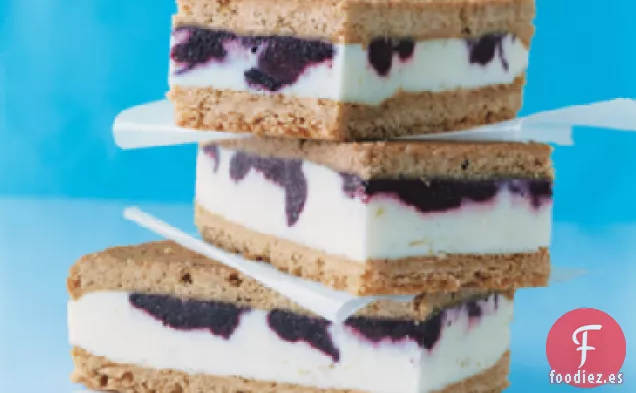 Sándwiches de Helado de Limón con Remolino de Arándanos