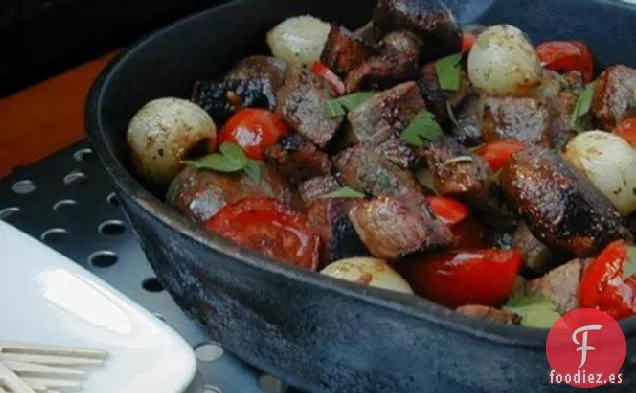 Aperitivo de Verduras y Carne a la Parrilla