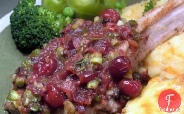 Chuletas De Cerdo Con Salsa De Arándano y tomillo
