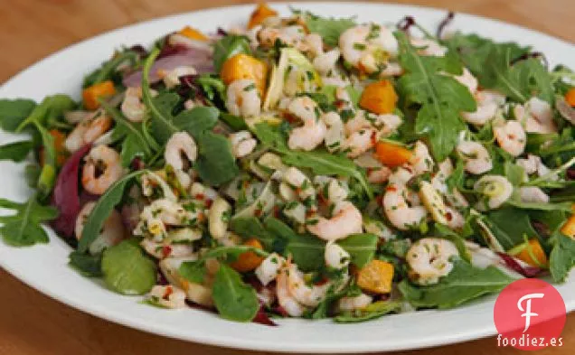 Ensalada De Otoño Con Vinagreta Tibia De Camarones De Oregón