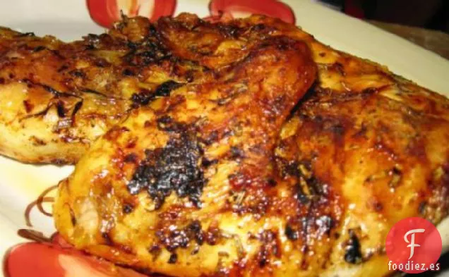 Pollo Asado Con Pasta De Romero Y Ajo