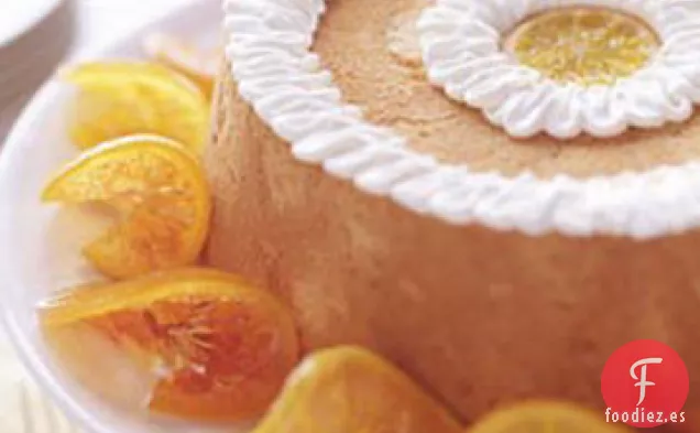 Pastel de Ángel de Azúcar Morena con Rodajas de Cítricos Confitados