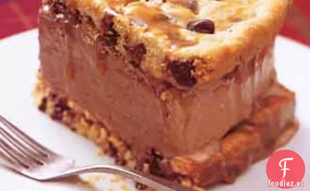 Pastel de Sándwich de Helado con Chispas de Chocolate con Salsa de Caramelo