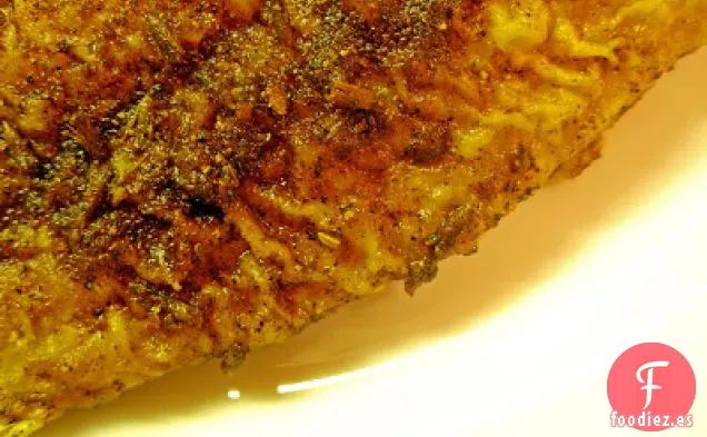 Pescado Azul Ennegrecido Y Setas Quemadas