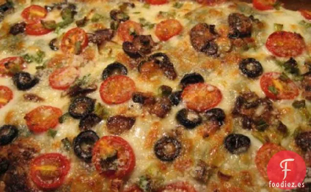 Pizza Griega en Filo con Queso Feta y Tomates