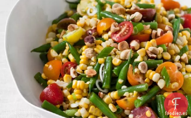 Ensalada de Maíz Dulce con Judías Verdes y Avellanas