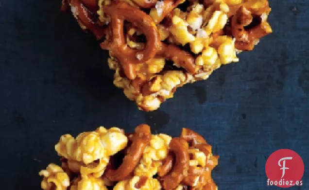 Barras de Palomitas de Maíz y Pretzel con Caramelo Masticables