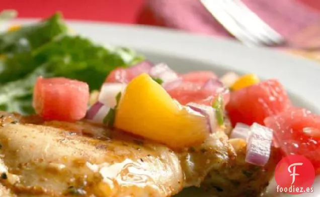 Pollo A La Parrilla Marinado Con Salsa De Sandía