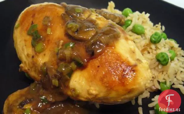 Pollo Con Vino y Champiñones