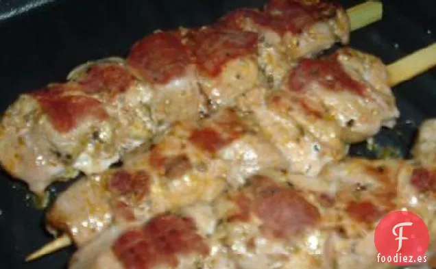 Souvlaki de Pollo o Cerdo con ajo