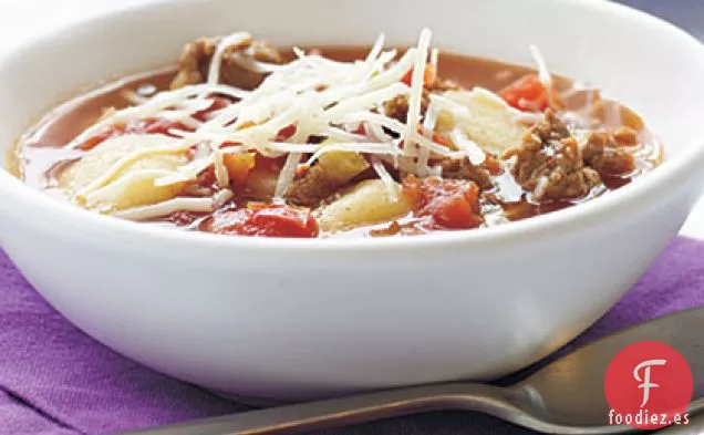 Sopa de Ñoquis y Salchichas de Pavo