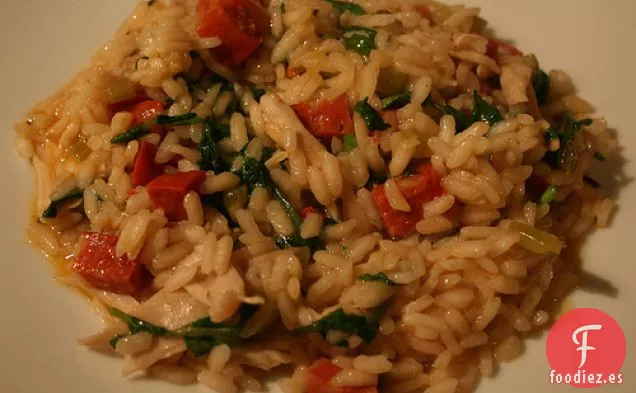 Risotto De Pollo, Chorizo Y Berros