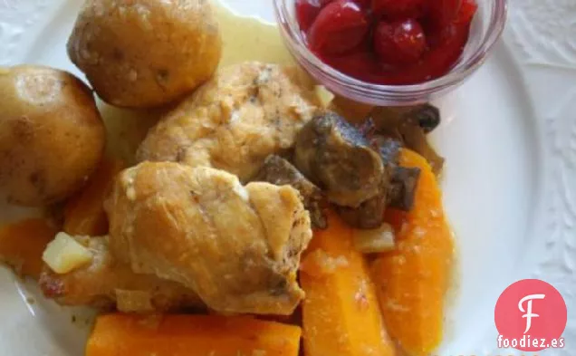 Cena de pavo en la Olla de cocción Lenta