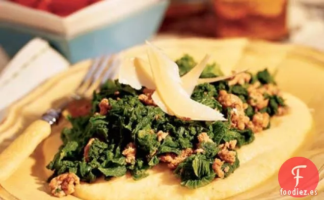Polenta con Salchichas y Verduras