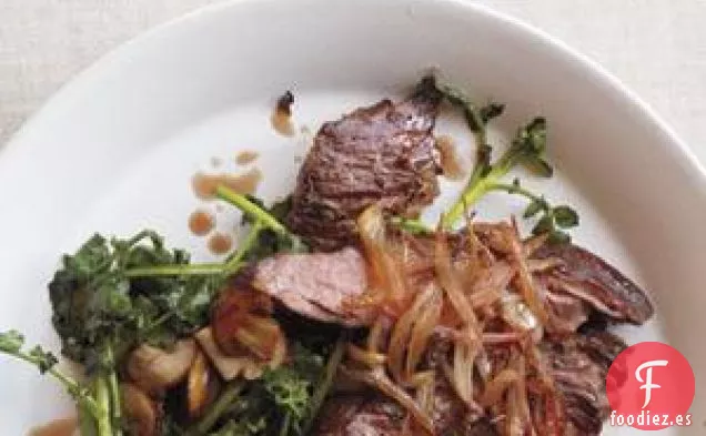 Falda De Carne Con Chalotes Y Berros Salteados Receta