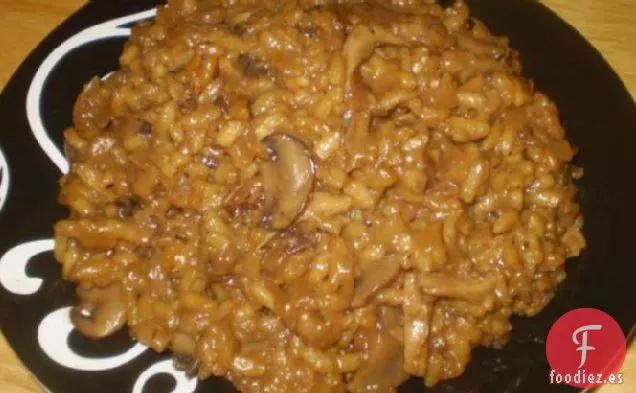 Porcini, Risotto de Cebolla Caramelizada y Salvia