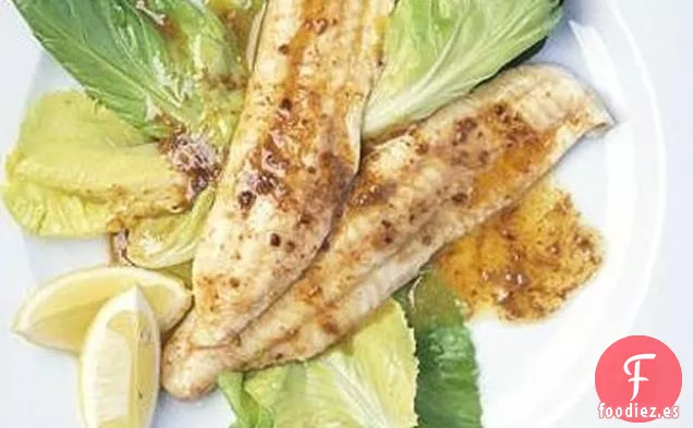 Lenguado De Limón Con Mantequilla De Limón De Miso y Verduras De Primavera