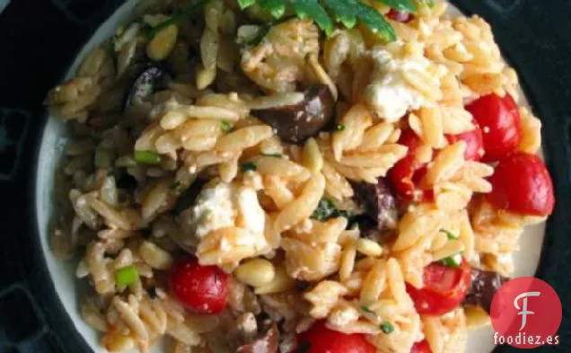 Orzo Con Tomates, Queso Feta y Cebollas Verdes