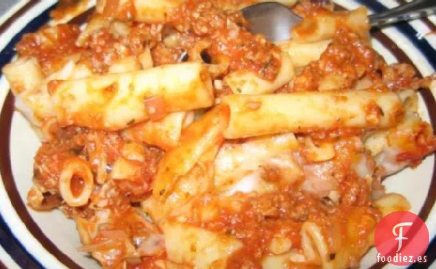 Cazuela de Pasta Molida con Champiñones y Ternera de Kittencal