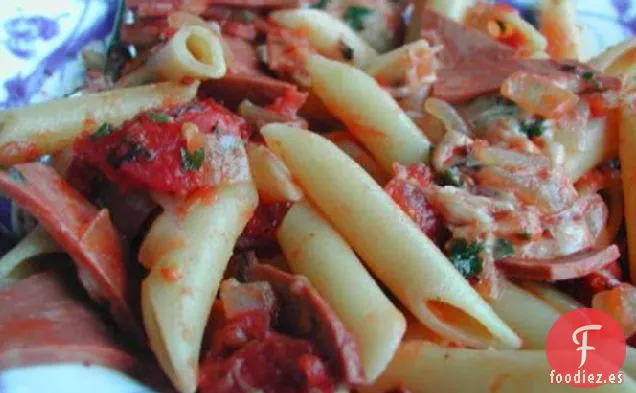 Penne de Tocino Canadiense y Mozzarella