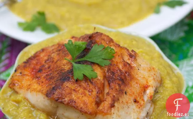 Sopa De Puerro De Champiñones Con Coliflor Y Pescado Con Mantequilla