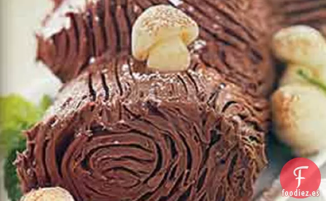Bûche de Noël con Champiñones de Mazapán