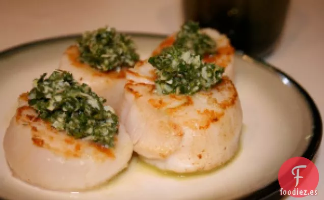 Vieiras Chamuscadas Con Pesto De Menta Fresca