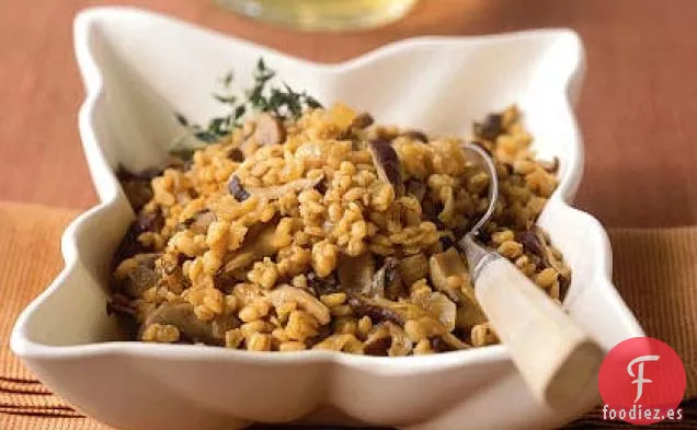 Cebada al Horno con Champiñones Shiitake y Cebollas Caramelizadas