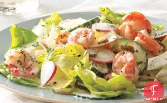 Receta De Ensalada De Camarones Cremosa Con Escarola Y Pepino