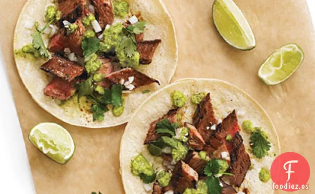 Tacos de Suadero con Salsa de Cilantro Serrano