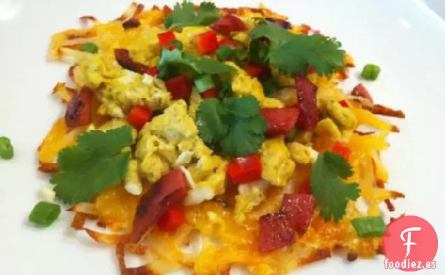 Tostada De Desayuno Con Patatas Mexicanas Y Tocino