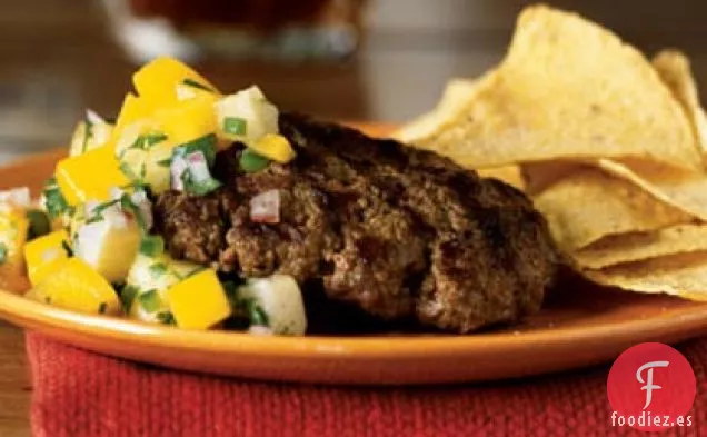 Filete de Hamburguesa de Búfalo Sazonado con Jerk con Salsa de Mango y Piña