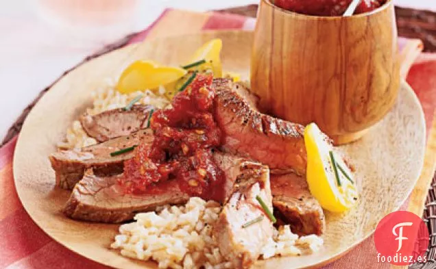 Carne de Flanco Ardiente con Mermelada de Tomate