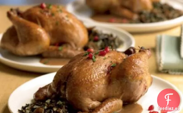 Gallinas de Cornualles glaseadas con Granada
