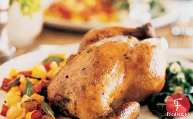 Gallinas Asadas con Hachís de Verduras Doradas