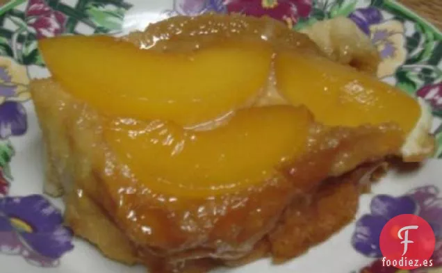 tostada francesa invertida de melocotón