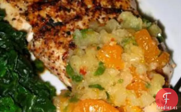 Pechugas De Pollo A La Parrilla Con Salsa De Mandarina Y Naranja