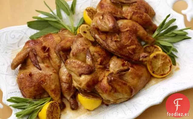 Gallinas de Cornualles con Mantequilla de Salvia