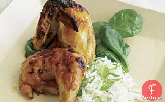 Gallinas de Caza Glaseadas de Albaricoque y jengibre Asadas