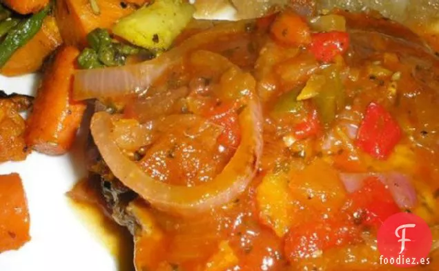Chuletas de Cerdo Al Horno con Salsa Picante, ¡Con un Toque !